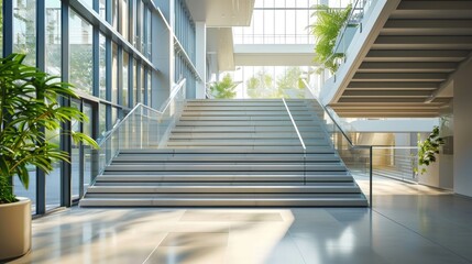 Staircase in public areas. Generative AI.