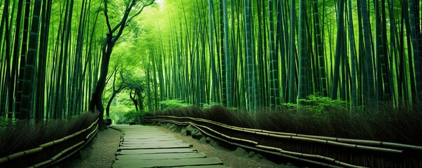 A green bamboo forest. generative AI