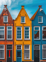 Fototapeta premium Charming Old Town Houses with Red Brick Facades in Europe