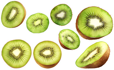 Fototapeta premium Watercolor kiwi clipart for graphic resources