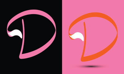 Initial letter D combine with fox tail BLACK and PINK