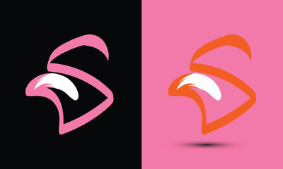 Initial letter S combine with fox tail BLACK and PINK