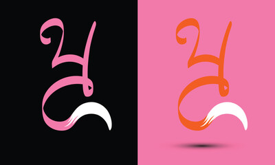 Initial letter Y combine with fox tail BLACK and PINK