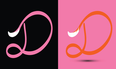 Initial letter D combine with fox tail BLACK and PINK