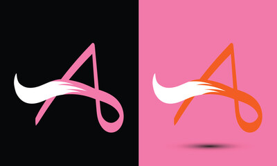 Initial letter A combine with fox tail BLACK and PINK