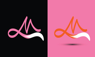 Initial letter M combine with fox tail BLACK and PINK