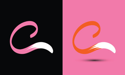 Initial letter D combine with fox tail BLACK and PINK