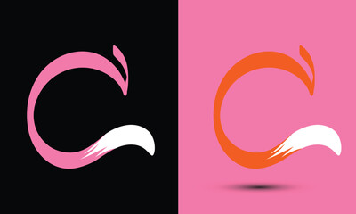 Initial letter C combine with fox tail BLACK and PINK