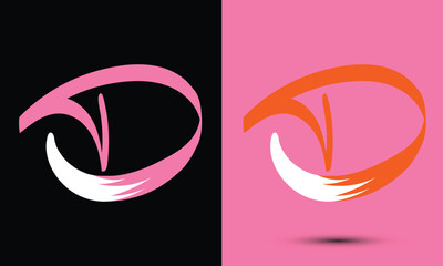 Initial letter D combine with fox tail BLACK and PINK