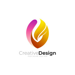 Fire icon, Abstract burning logo design vector