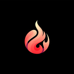 Abstract fire logo illustration, red color, fire ball logos