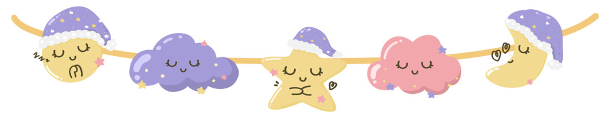 Cute moon star and cloud garland