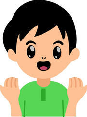 cute character muslim boy cartoon is praying