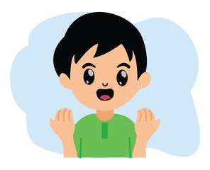 illustration muslim little boy is raising two hands praying and cute character muslim boy cartoon is praying