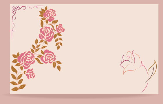Pink card with rose pattern day of love. valentine's day