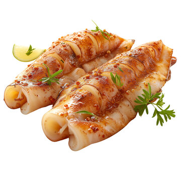 Picture of cooked squid no background