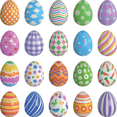 set of colorful easter eggs. isolated easter eggs with colorful decorations