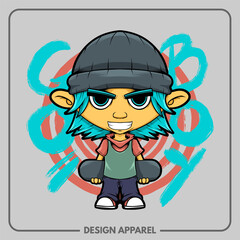 Go Boy Skater Illustration T Shirt and Apparel Printing Design