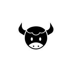 Cute Ox Zodiac Glyph Icon Illustration - Chinese Zodiac Icon Vector Illustration.
