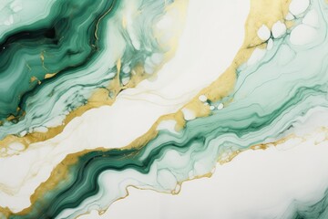 Luxury abstract fluid art painting background alcohol ink technique white and green color	