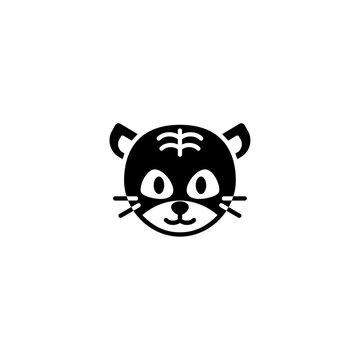 Tiger Head Glyph Icon. Chinese Zodiac Icon Vector Illustration.