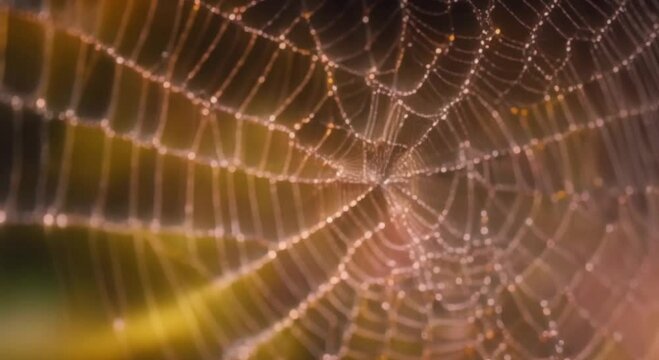 close-up view of a spider's web in the wind