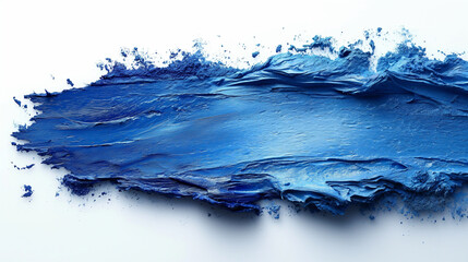 blue paint smear on a white background 