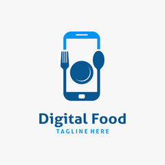 Cutlery and smartphone for digital food logo design