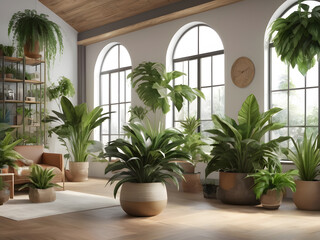 Green Oasis Transform Your Space with Indoor Plants for a Touch of Nature. Generative AI