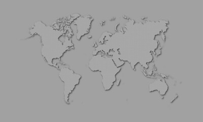 World map with dots on grey background