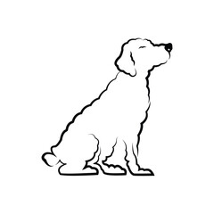 logo full body of him sitting interpretation of a dog, that captures his characteristics.