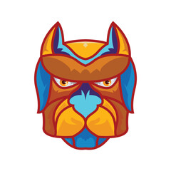 Modern/simple Pitbull head/ upper torso with weightlifting, sitable for robotic logo