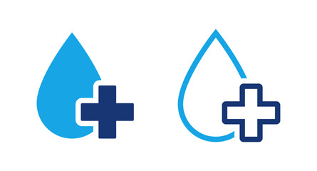 Water drop with plus icon set