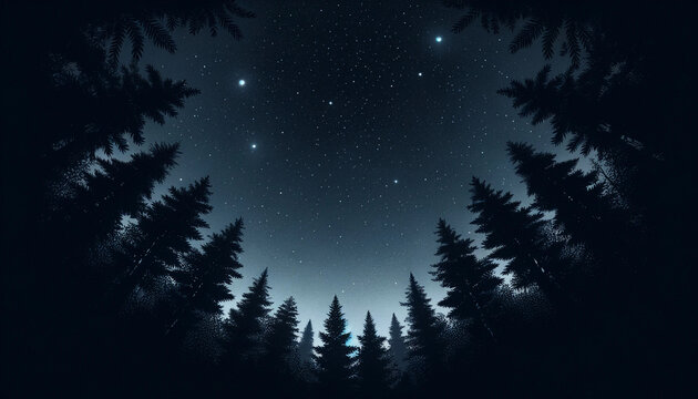 Night sky with stars and trees