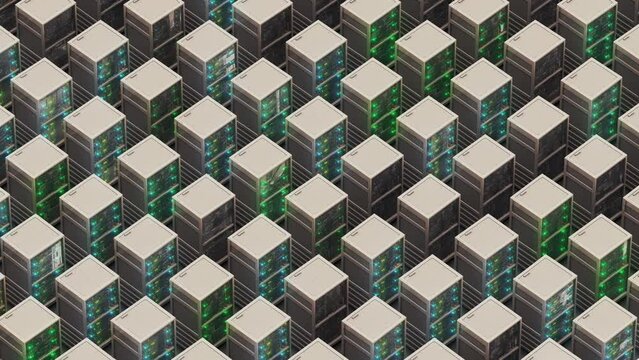 Computer Server Scaling Infrastructure Expansion Concept | 3D Animation of Multiple Server Node Racks