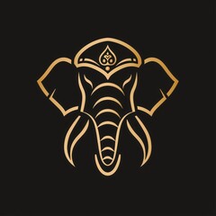 Obraz premium Gold elephant logo symbolizing defense, exuding sturdiness, intelligence, strength, elegance, modernity, luxury, and boldness for the company.
