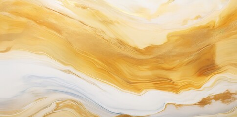 Obraz premium Wavy white and gold marble motif. generative AI