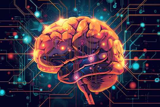 AI Brain Cloud Networking, GPU, Crypto, AI, Firewall Network Security, Artificial Intelligence, Cyber Security, Cloud Managed, Circuit Board, AI Generated Art for Business and Technology