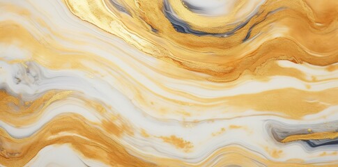 Obraz premium Wavy white and gold marble motif. generative AI