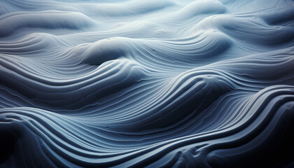 Abstract blue wave pattern on textured sand dune backdrop generated by AI