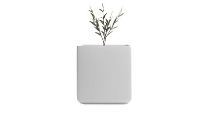 A plant in a white square vase, adding a touch of nature to any space.