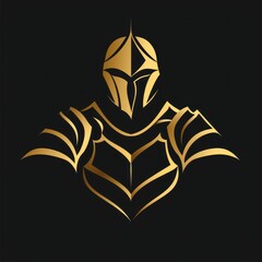 Sturdy and elegant gold gladiator knight logo, perfect for company logos with a defense concept. Represents strength, modernity, luxury, and bravery.