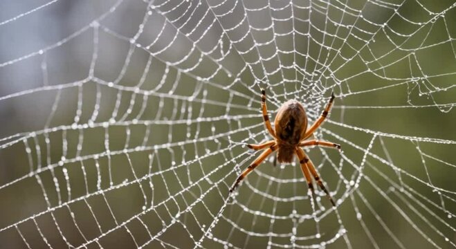 view of cobwebs and hanging spiders
