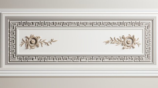 Luxury interior wall decoration with floral ornament.