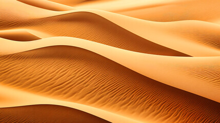 Vast Desert Landscape with Rolling Sand Dunes Under a Hot Summer Sky, Depicting the Beauty and Harshness of the Sahara