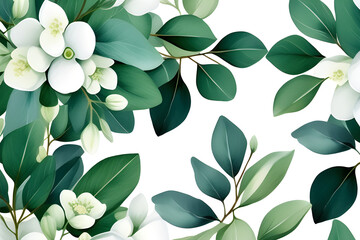 Eucalyptus Watercolor Illustration: Flower Illustration for Wedding Invitations, New Year's cards, and Decoration generative ai
