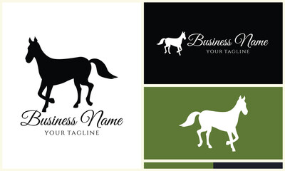 silhouette donkey horse logo template