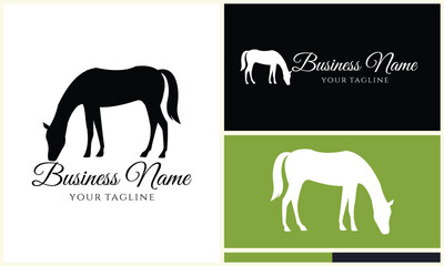 silhouette donkey horse logo template