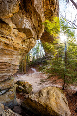 Scenic rocks erosion formation on Twin Arches trail in Big South Fork recreation area