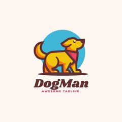 Vector Logo Illustration Dog Man Simple Mascot Style.